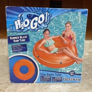 Summer Blast Swim Tube H20 Go! Orange 42" × 42" × 11" Pool Float Ages 12+ NIB